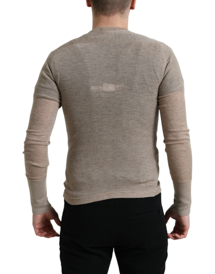 Dolce &amp; Gabbana Henley Pullover Beige Cashmere Sweater