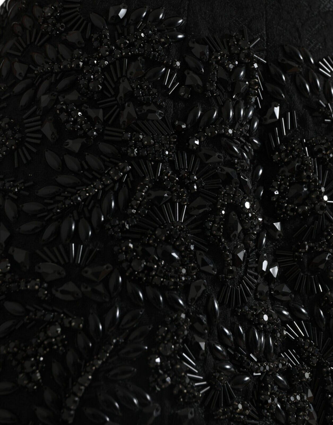 Dolce &amp; Gabbana Black Crystal Handmade Knee Pencil Skirt