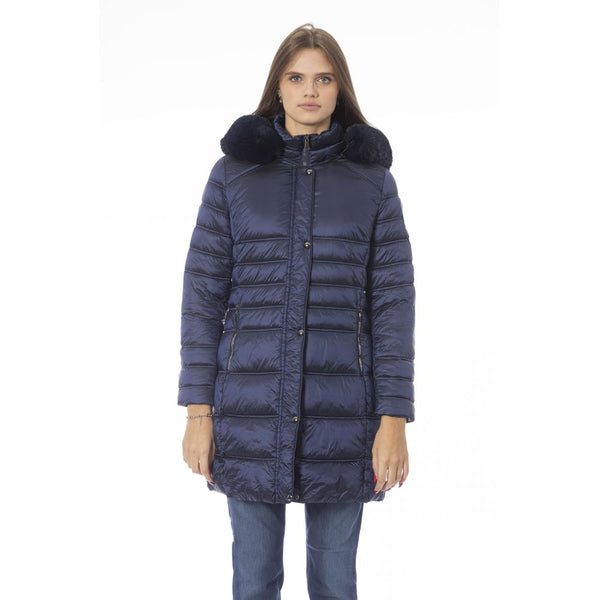 Baldinini Trend Puffer Jackets - Light Blue Polyester & Coat