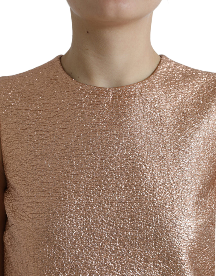 Dolce &amp; Gabbana Pink Jacquard Sleeveless Shift Mini Dress