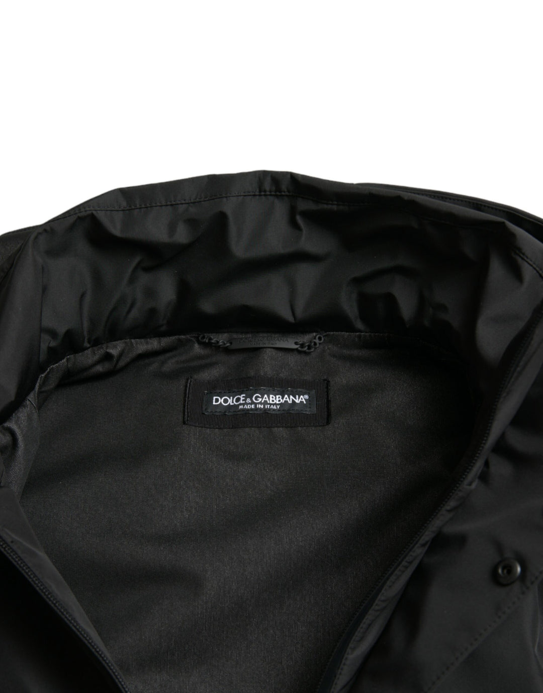 Dolce &amp; Gabbana Black Polyester Logo Plaque Hooded Jacket