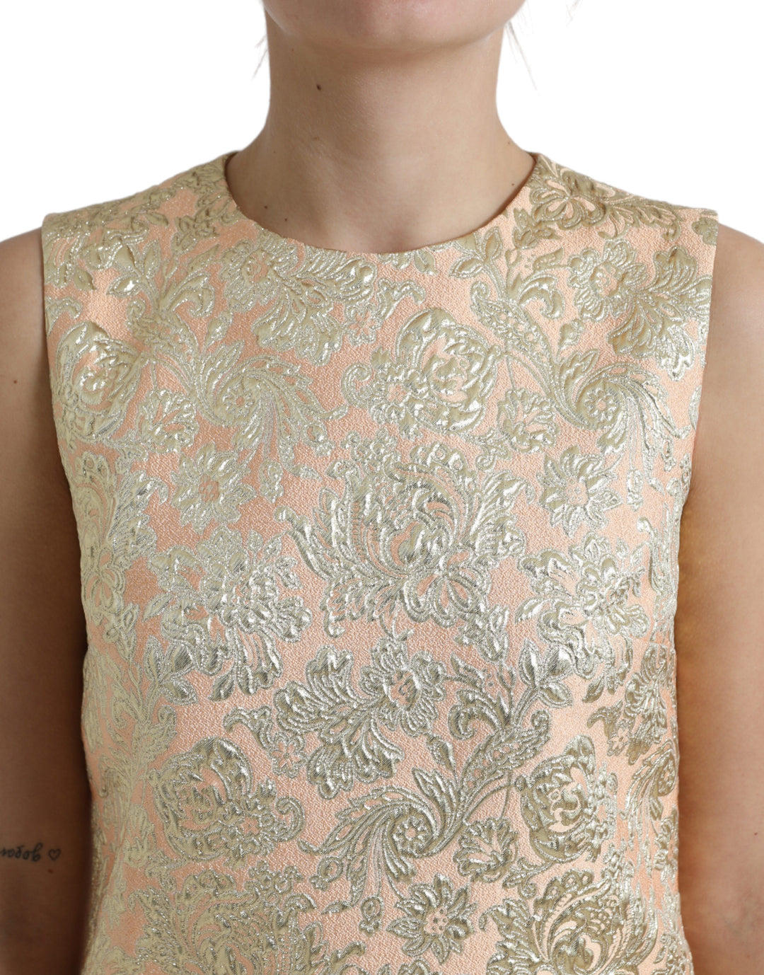 Dolce &amp; Gabbana Metallic Floral Jacquard A-line Mini Dress