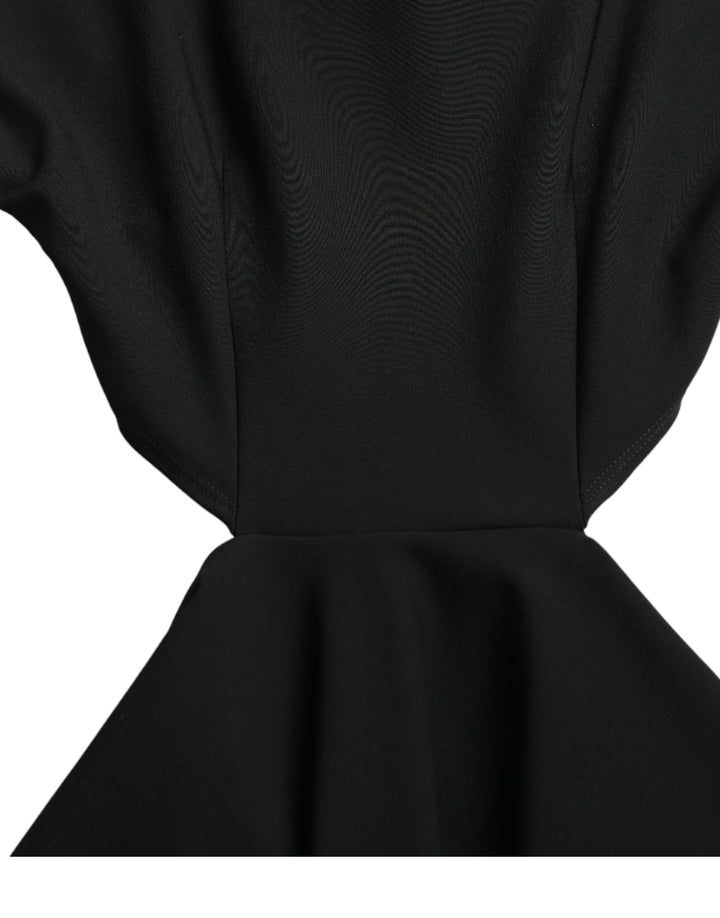 Dolce &amp; Gabbana Black Viscose Cut Out A-line Long Sleeves Mini Dress