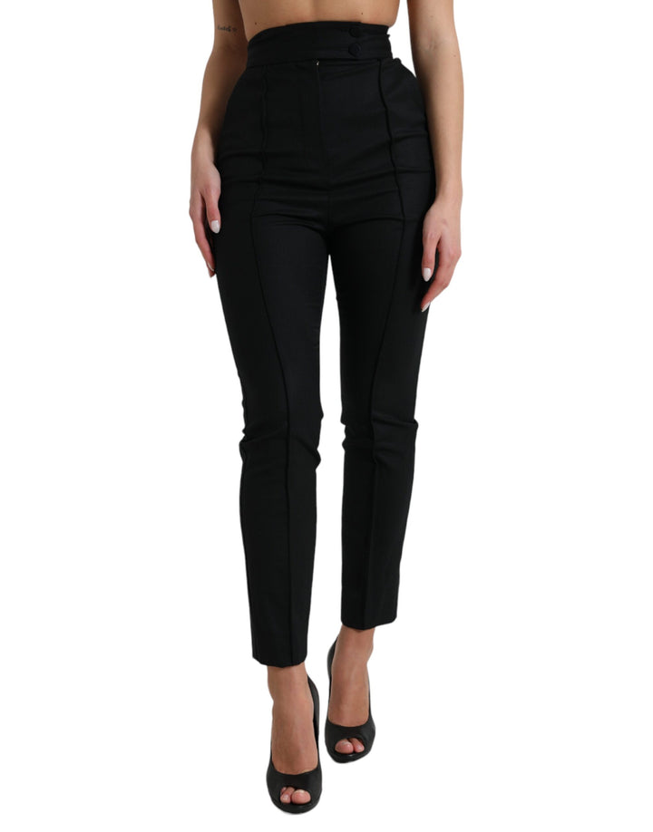 Pantalon fuselé taille haute en laine Dolce &amp;amp; Gabbana élégant