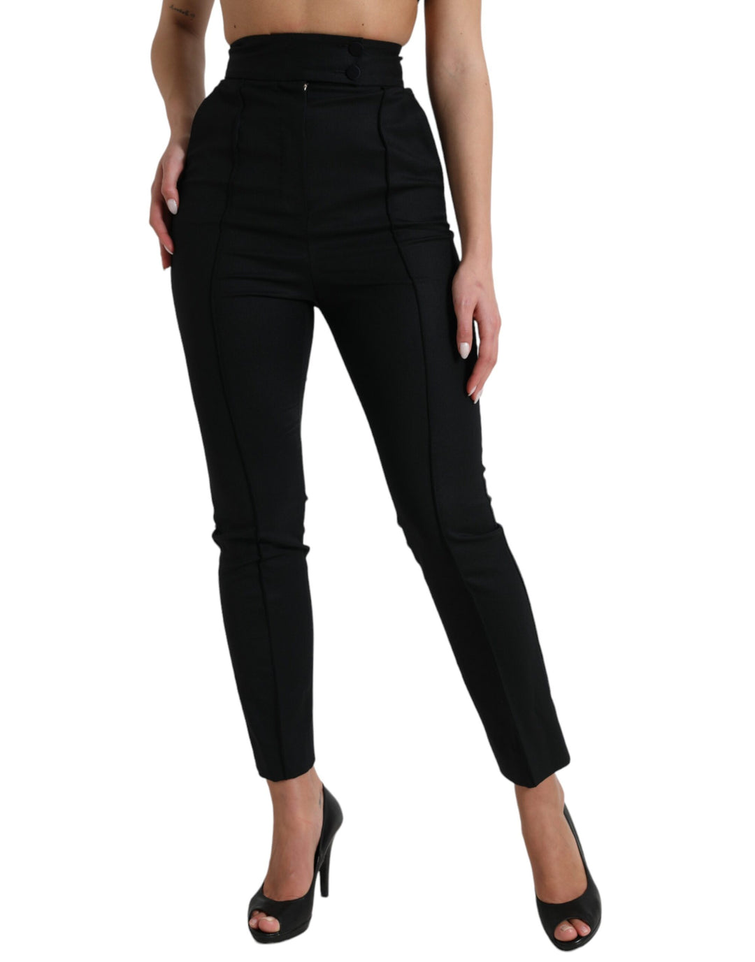 Pantalon fuselé taille haute en laine Dolce &amp;amp; Gabbana élégant