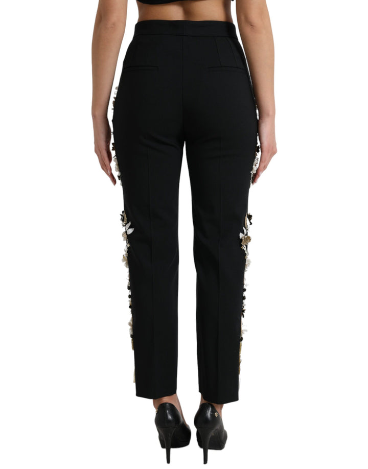 Pantalones elegantes de cintura alta con diseño floral y diseño cónico de Dolce &amp;amp; Gabbana