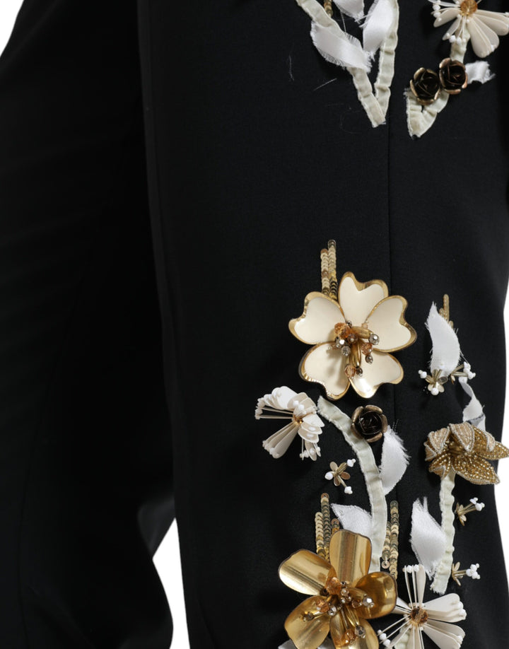 Pantalones elegantes de cintura alta con diseño floral y diseño cónico de Dolce &amp;amp; Gabbana