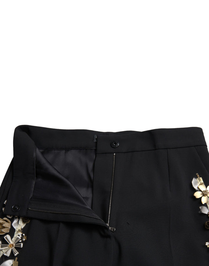 Pantalones elegantes de cintura alta con diseño floral y diseño cónico de Dolce &amp;amp; Gabbana