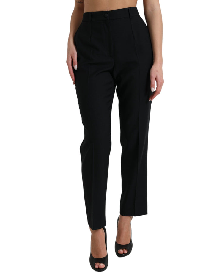 Pantalon élégant taille haute en laine Dolce &amp;amp; Gabbana