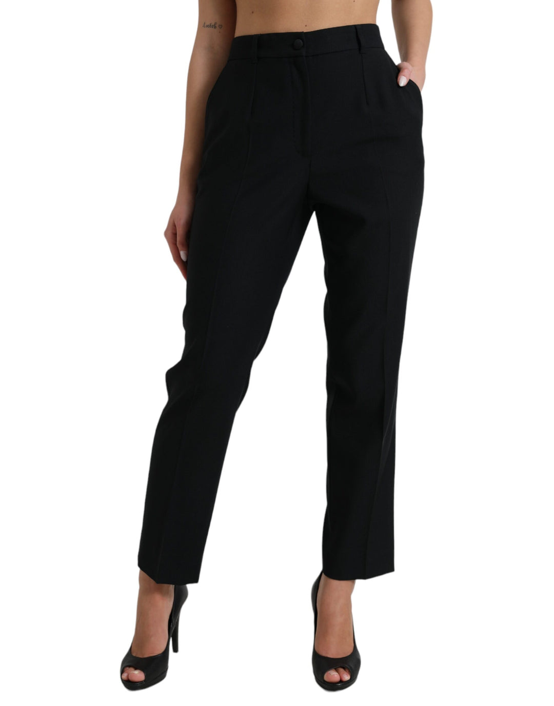 Pantalon élégant taille haute en laine Dolce &amp;amp; Gabbana