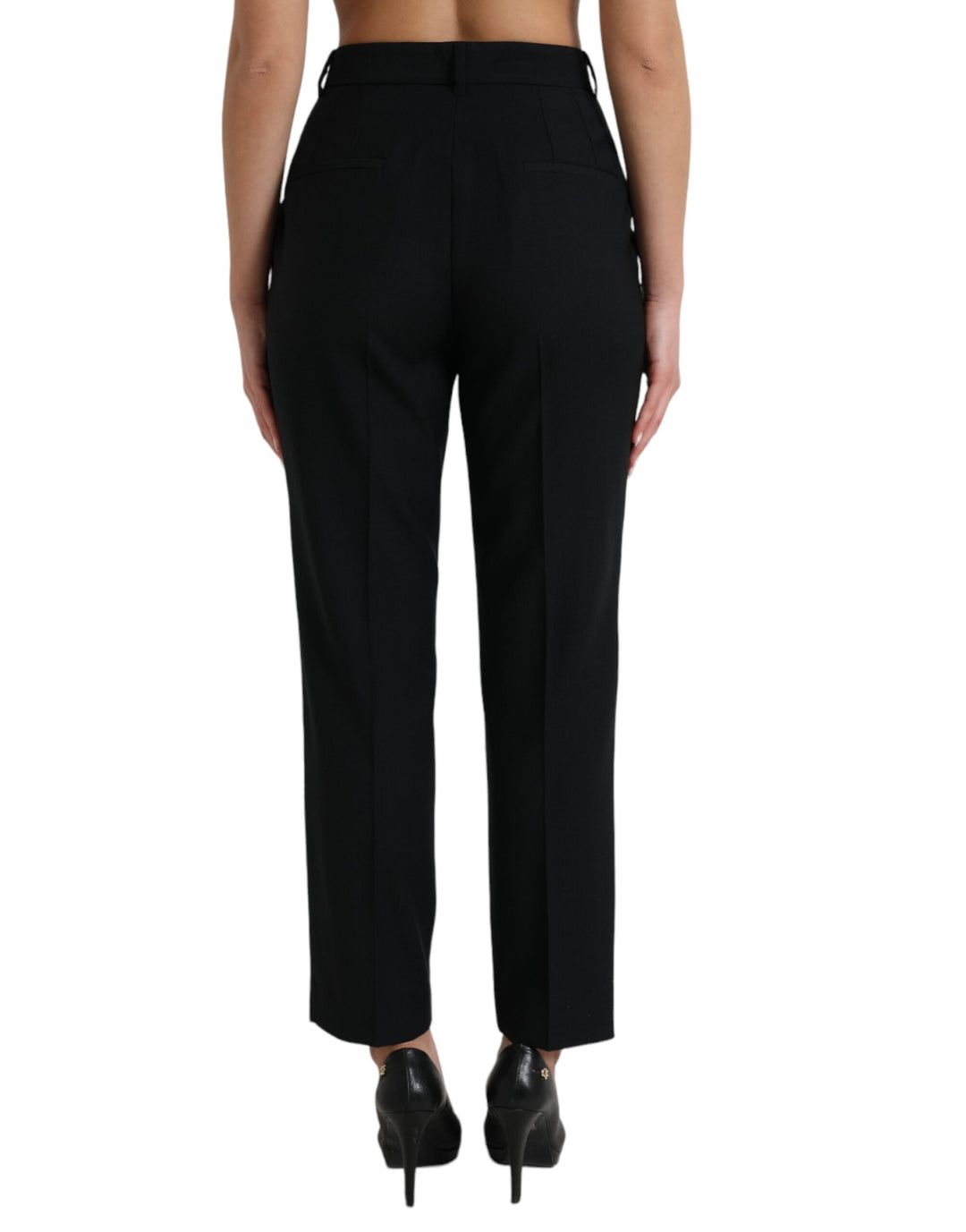 Pantalon élégant taille haute en laine Dolce &amp;amp; Gabbana