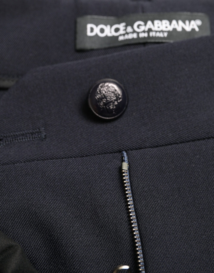 Dolce &amp; Gabbana Blue Mid Waist Tapered Cropped Pants