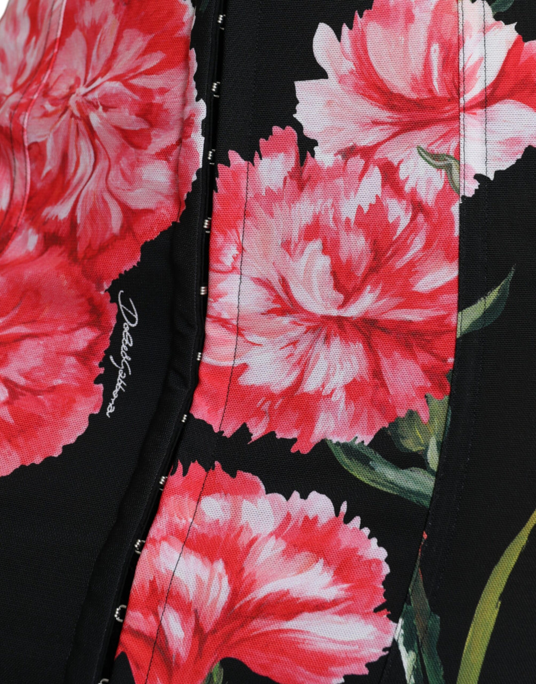 Dolce &amp; Gabbana Black Carnation Pencil Cut Knee Length Skirt