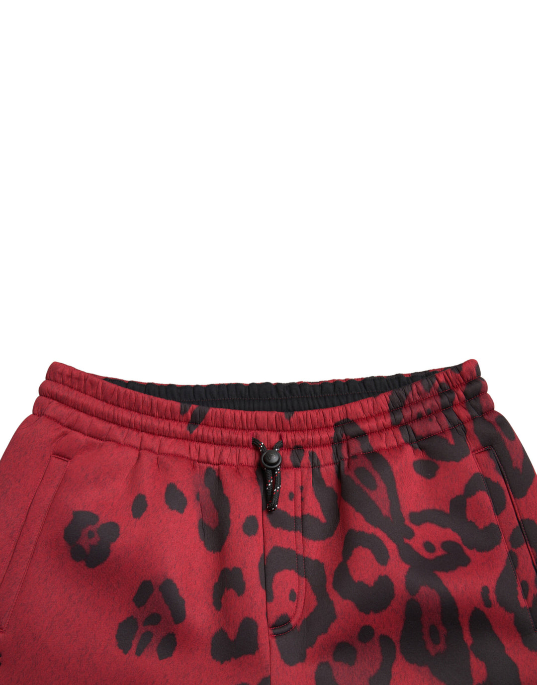 Dolce &amp; Gabbana Red Black Leopard Stretch Jogger Pants