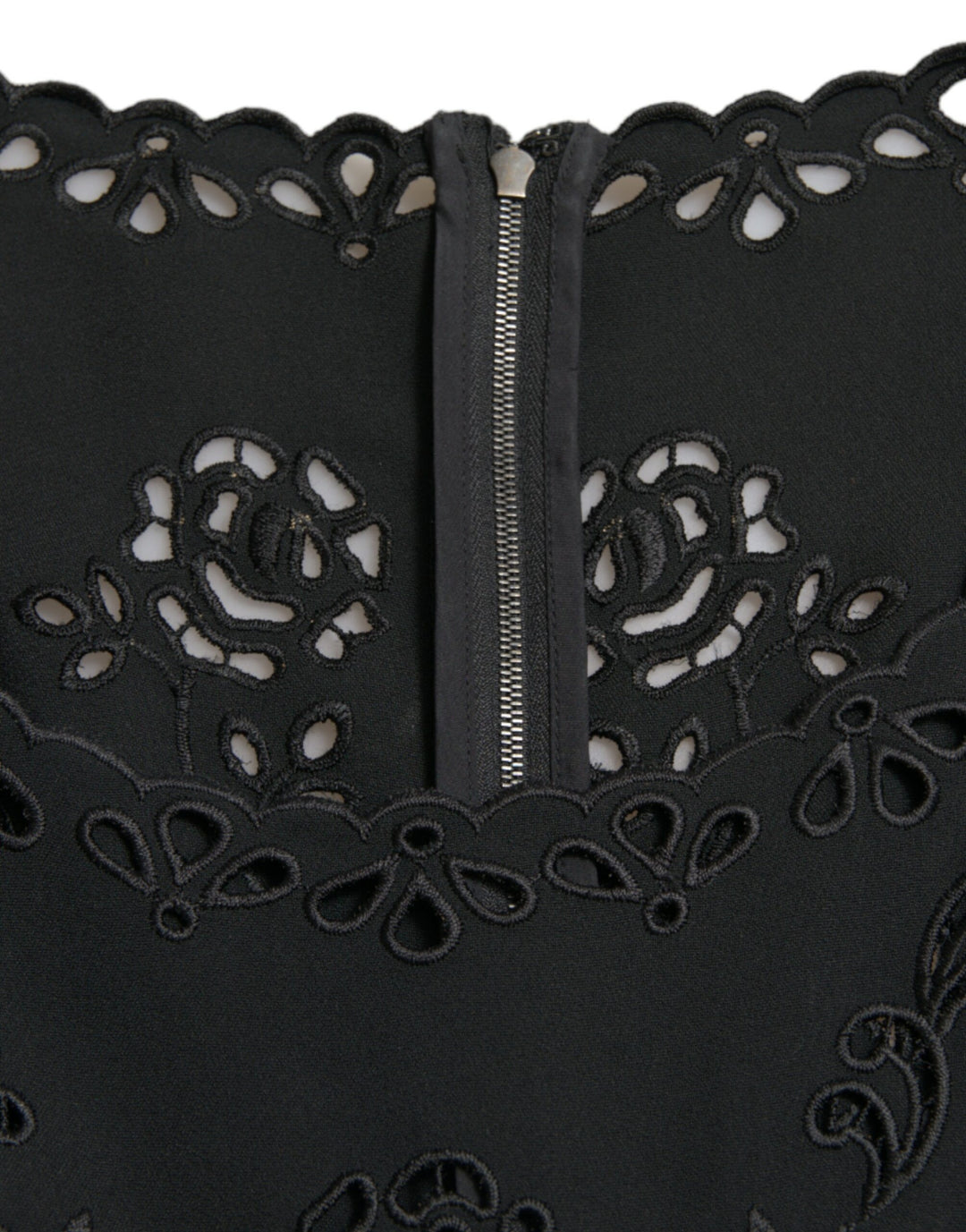 Dolce &amp; Gabbana Black Floral Lace Viscose Bodycon Midi Dress