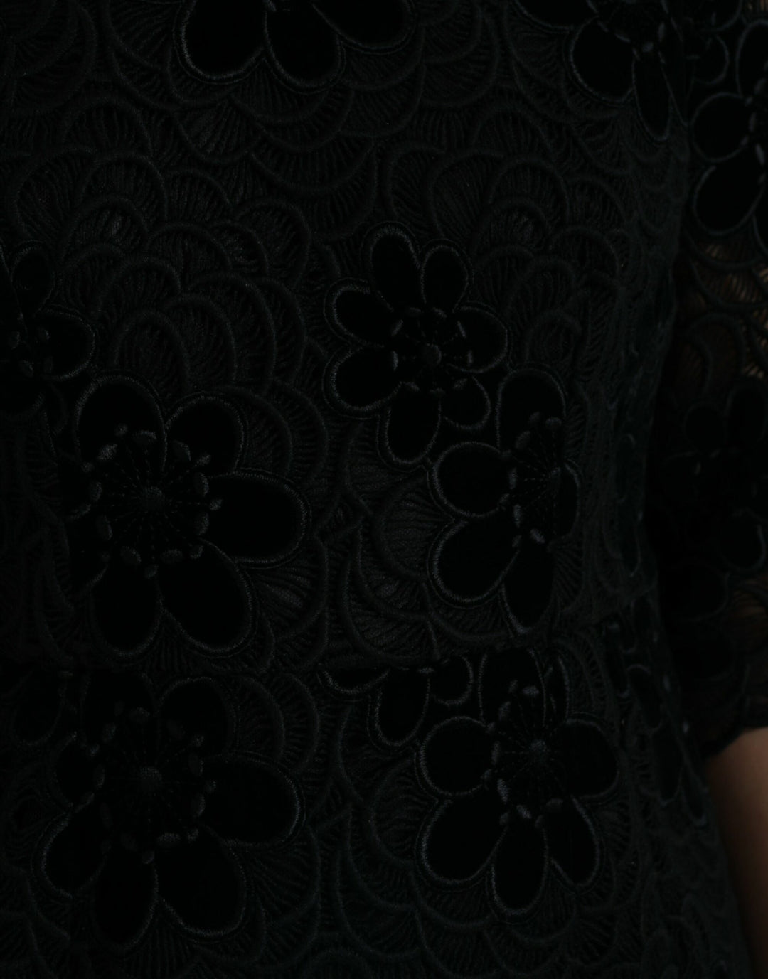 Dolce &amp; Gabbana Black Floral Lace Cotton Bodycon Dress