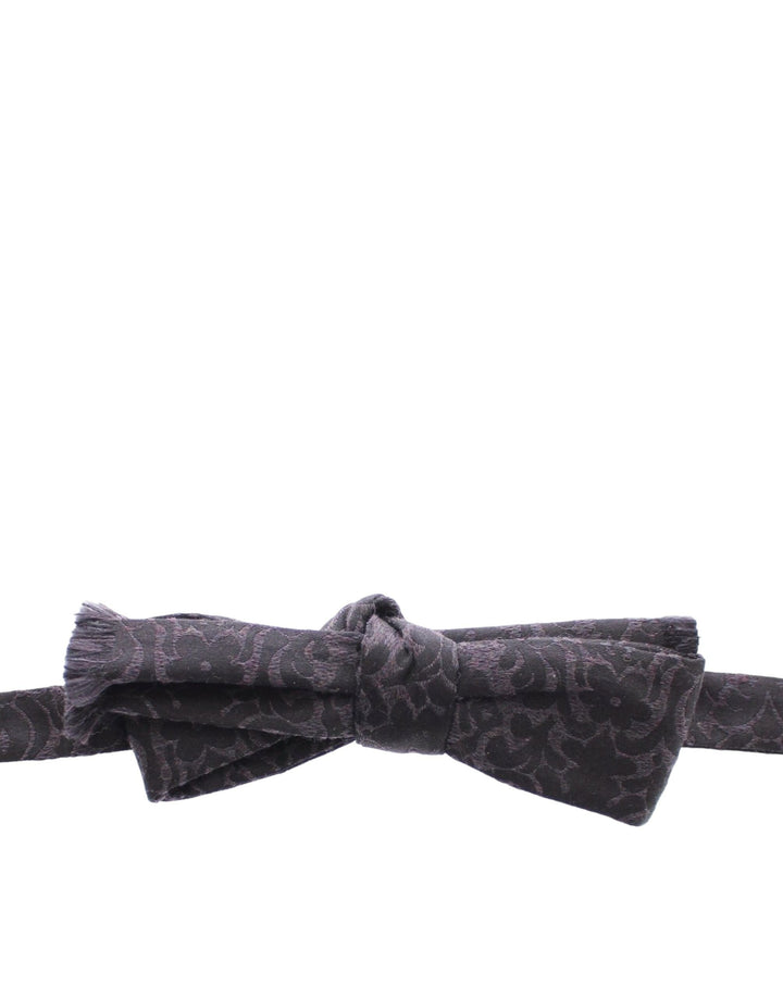 Dolce &amp; Gabbana Gray Black Wool Bow Tie