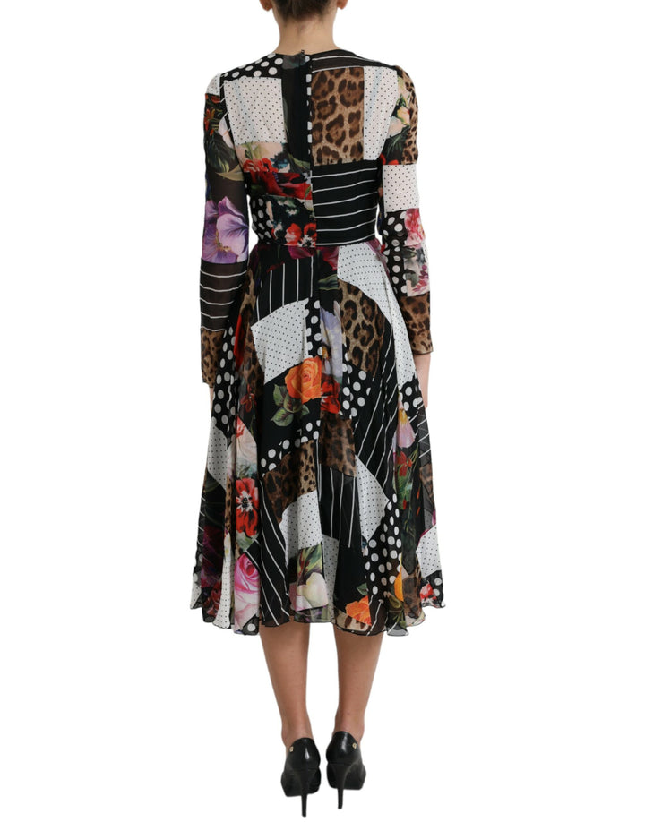 Dolce &amp; Gabbana Multicolor Patchwork Floral Leopard Dress