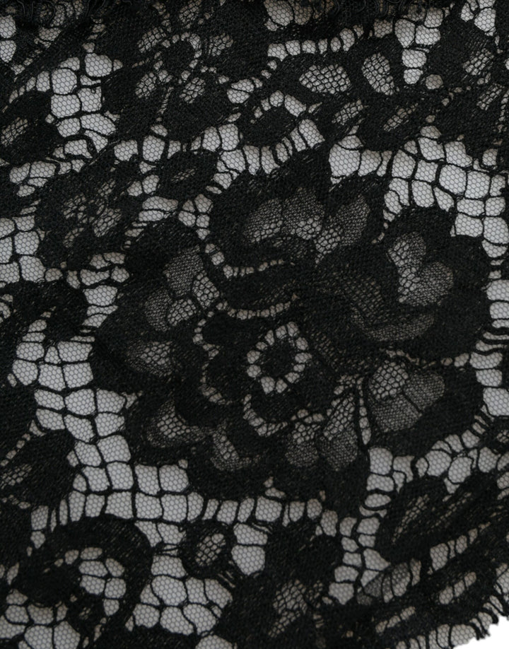 Dolce &amp; Gabbana Black Lace Crystal Embellished Sheath Dress