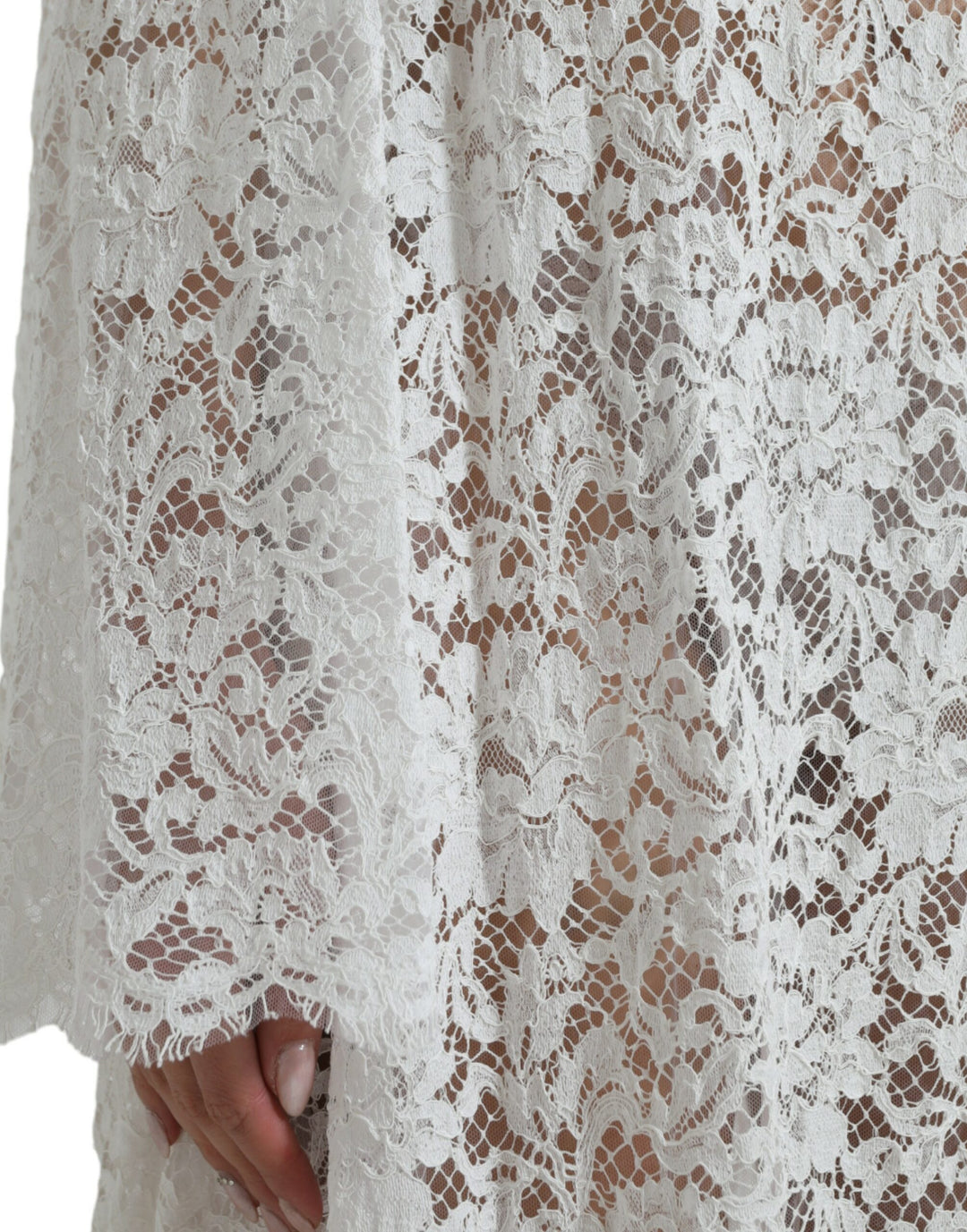Dolce &amp; Gabbana White Lace Crystal Embellished Shift Dress
