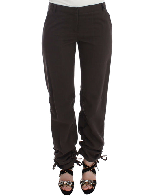 Pantalon habillé en coton marron chic Ermanno Scervino