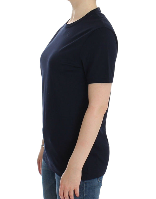 Ermanno Scervino - Lingerie Blue Crewneck Cotton Logo T-shirt