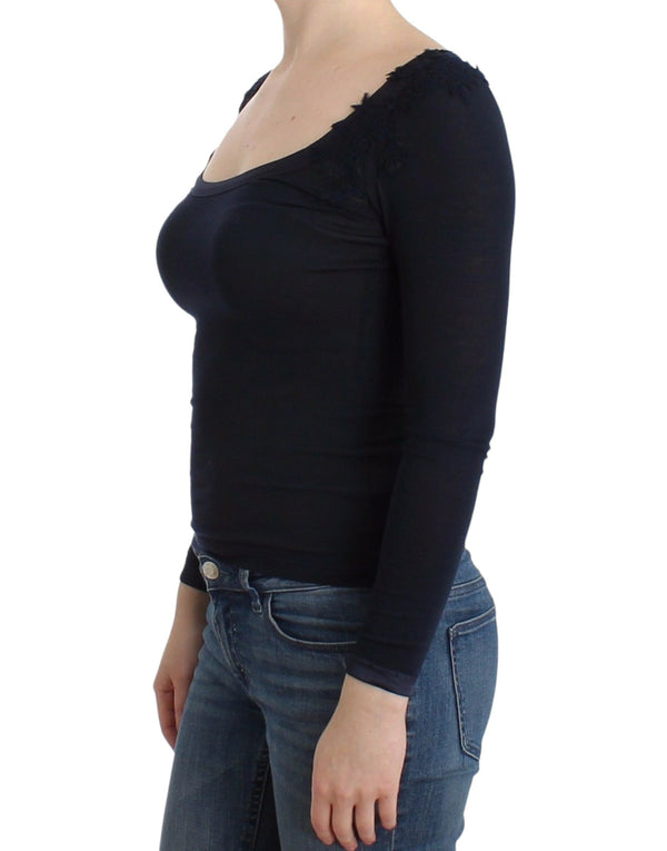 Ermanno Scervino - Lingerie Blue Top Blouse Jumper Lace Rayon