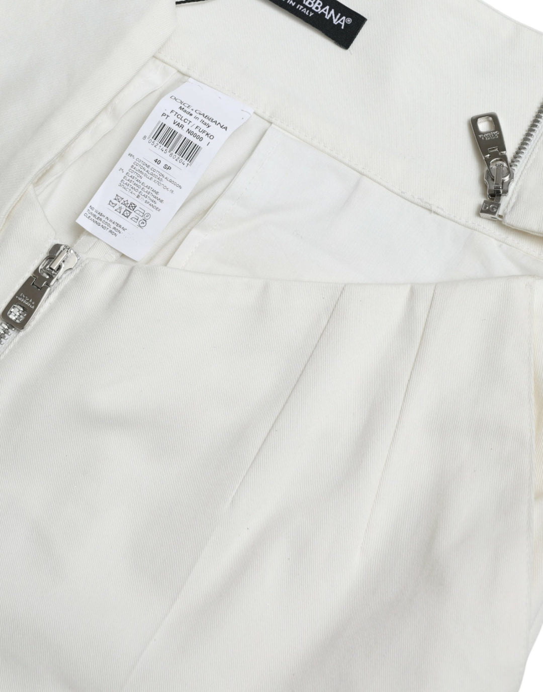 Dolce &amp; Gabbana Black White Cotton Cut Out Waist Tapered Pants