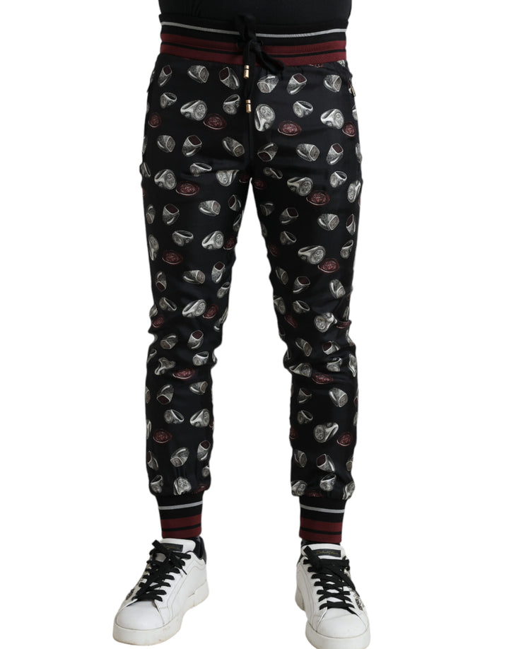 Pantalon de jogging élégant en soie Dolce &amp;amp; Gabbana avec imprimé anneaux