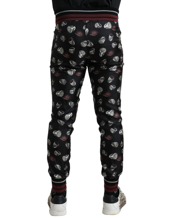 Pantalon de jogging élégant en soie Dolce &amp;amp; Gabbana avec imprimé anneaux