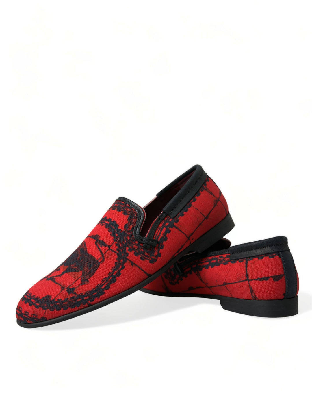 Dolce &amp; Gabbana Red Black Torero Loafers Slippers Men Shoes