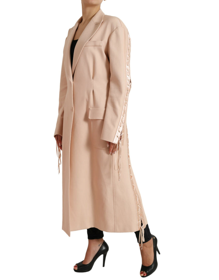Dolce &amp; Gabbana Beige Cotton Single Breasted Long Coat Jacket