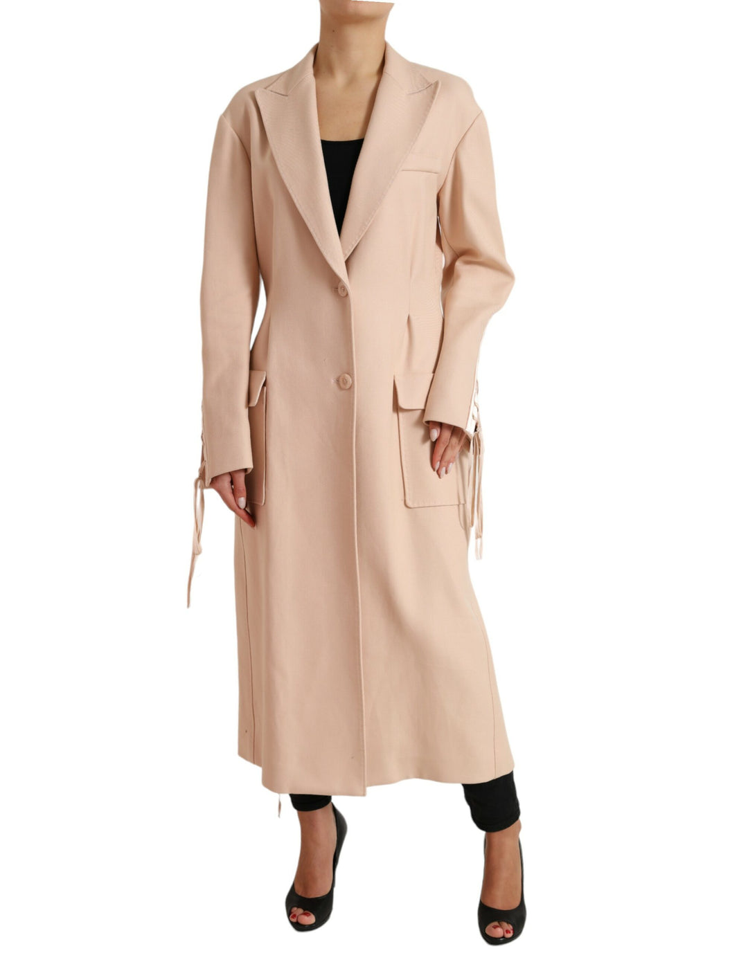 Dolce &amp; Gabbana Beige Cotton Single Breasted Long Coat Jacket