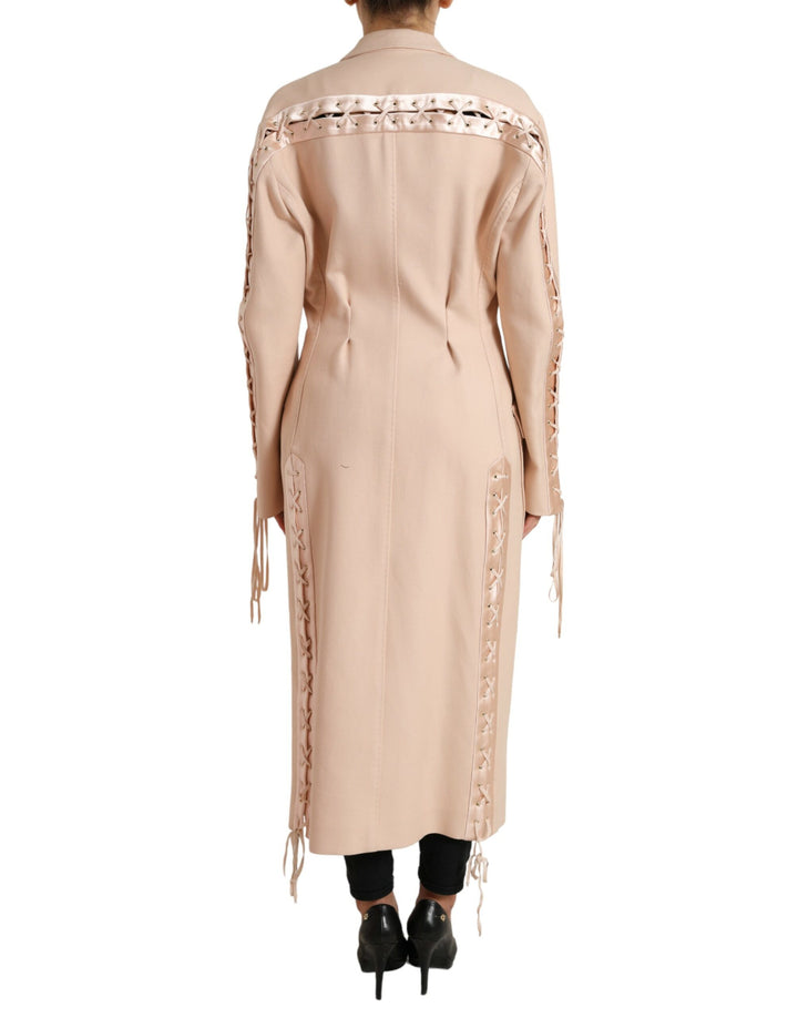 Dolce &amp; Gabbana Beige Cotton Single Breasted Long Coat Jacket