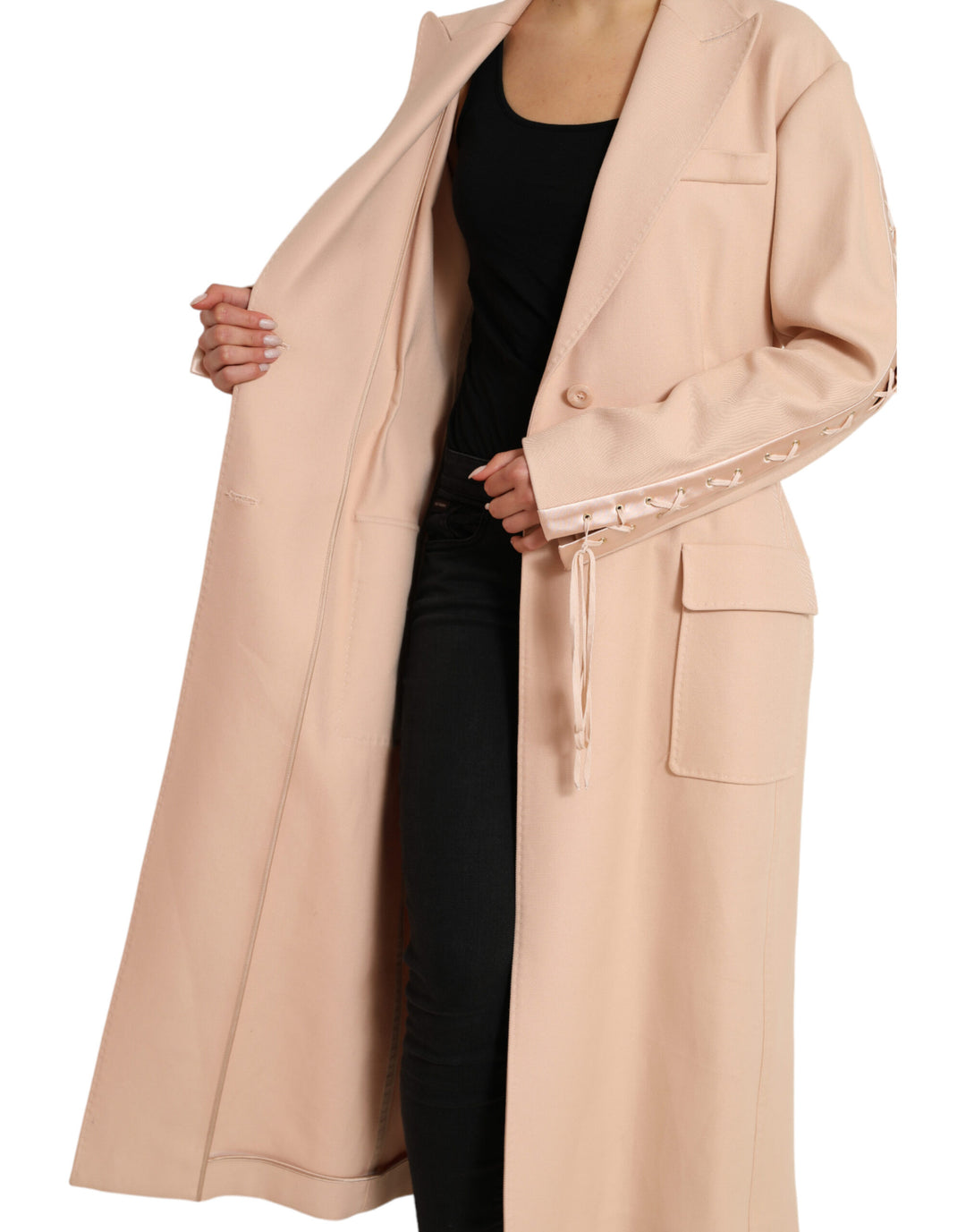 Dolce &amp; Gabbana Beige Cotton Single Breasted Long Coat Jacket