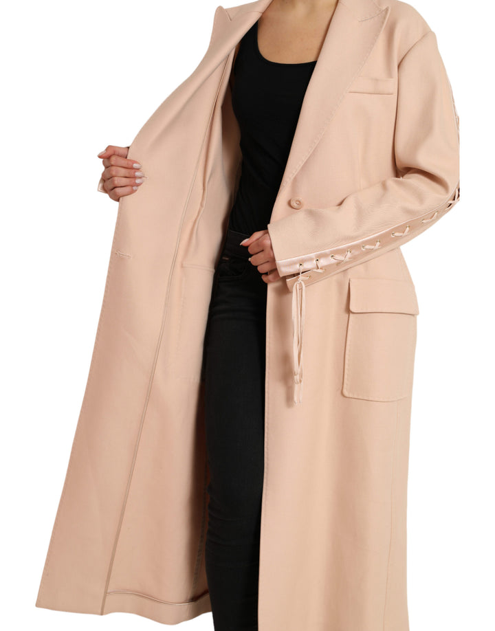 Dolce &amp; Gabbana Beige Cotton Single Breasted Long Coat Jacket
