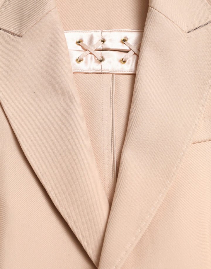 Dolce &amp; Gabbana Beige Cotton Single Breasted Long Coat Jacket