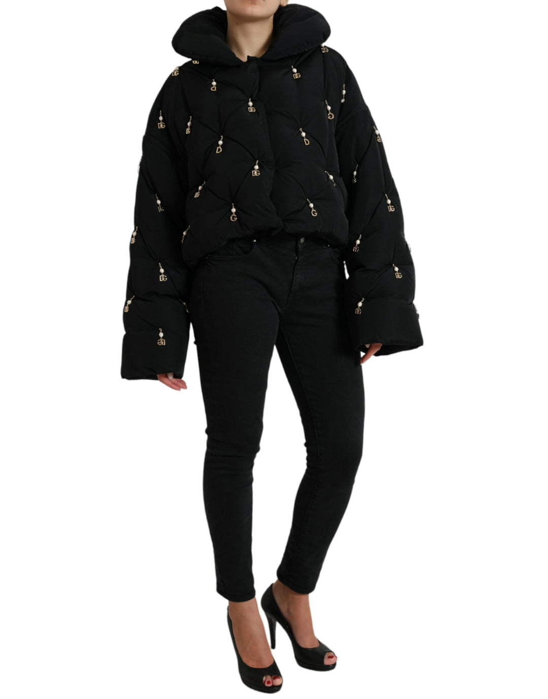 Chaqueta acolchada elegante con adorno de perlas de Dolce &amp;amp; Gabbana