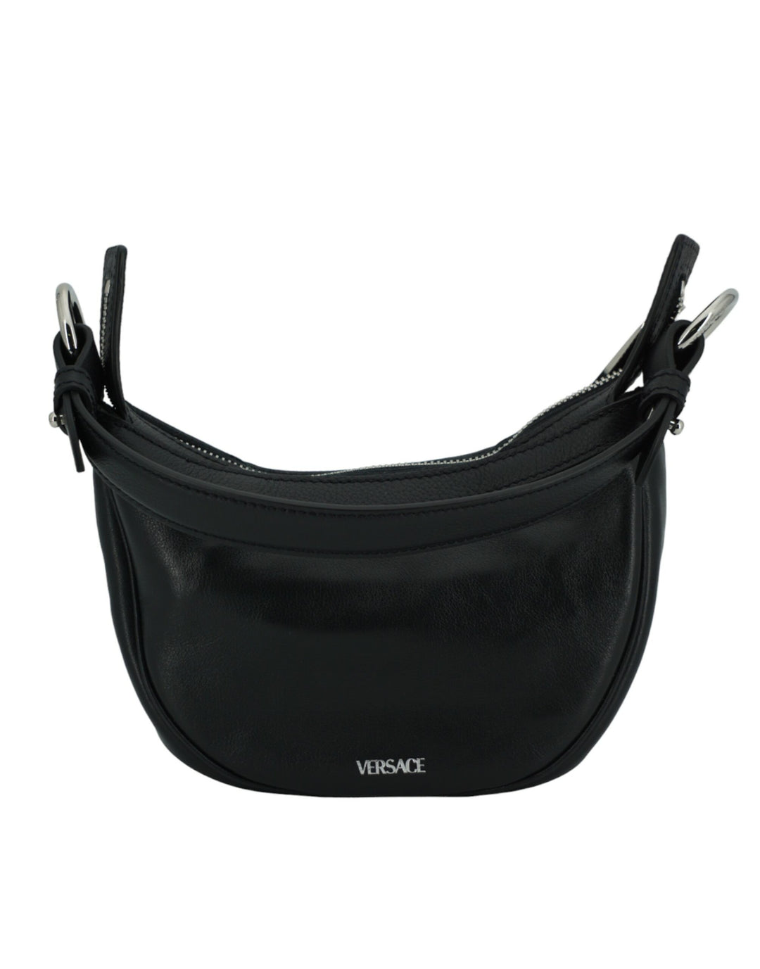 Elegante mini bolso de hombro hobo negro de Versace