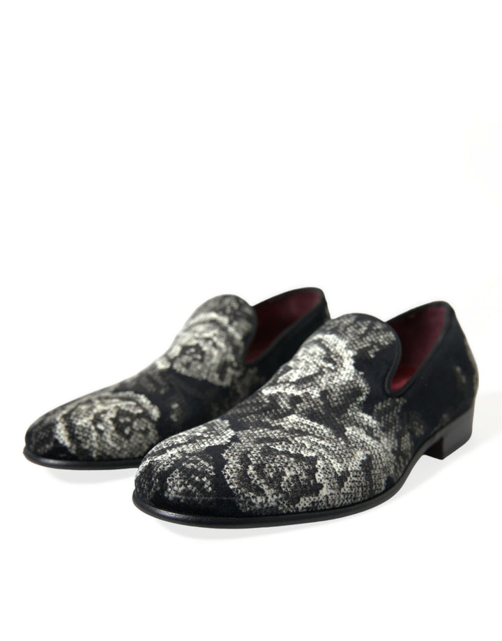 Mocasines elegantes de terciopelo floral de Dolce &amp;amp; Gabbana