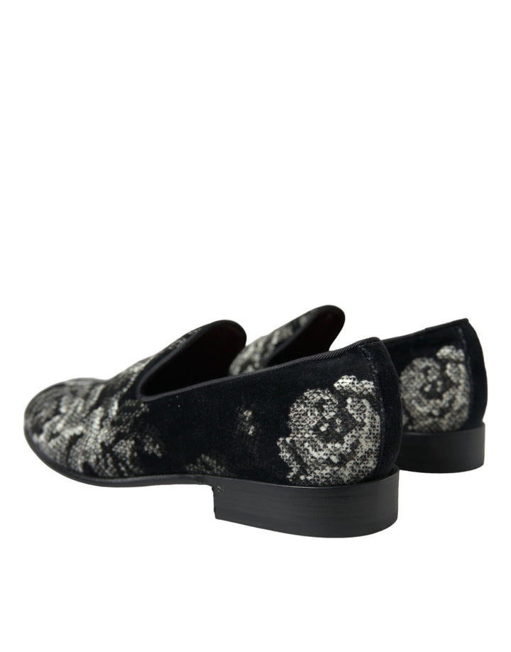 Mocasines elegantes de terciopelo floral de Dolce &amp;amp; Gabbana