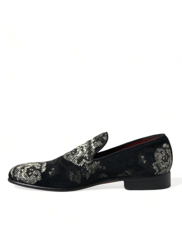 Mocasines elegantes de terciopelo floral de Dolce &amp;amp; Gabbana