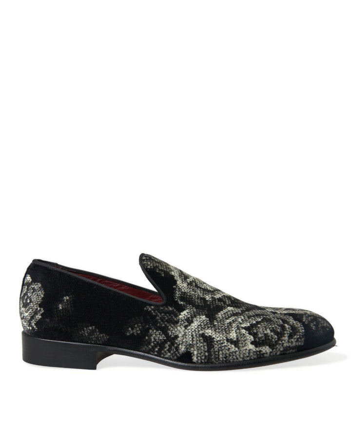 Mocasines elegantes de terciopelo floral de Dolce &amp;amp; Gabbana