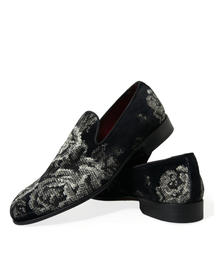 Mocasines elegantes de terciopelo floral de Dolce &amp;amp; Gabbana