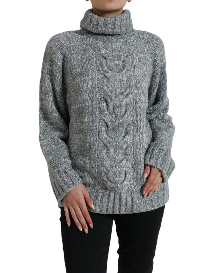 Pull col roulé élégant en cachemire mélangé gris Dolce &amp;amp; Gabbana