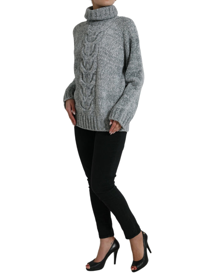 Pull col roulé élégant en cachemire mélangé gris Dolce &amp;amp; Gabbana
