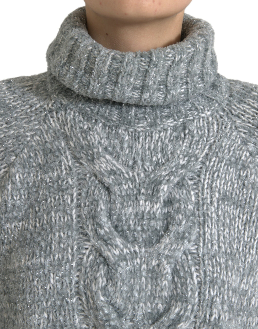 Pull col roulé élégant en cachemire mélangé gris Dolce &amp;amp; Gabbana