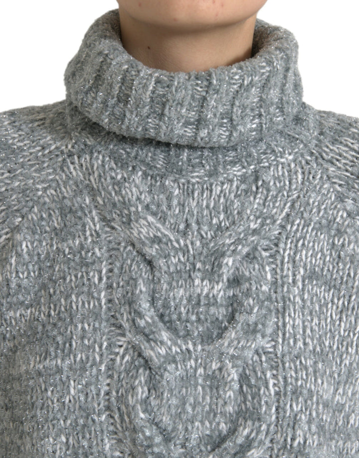 Pull col roulé élégant en cachemire mélangé gris Dolce &amp;amp; Gabbana