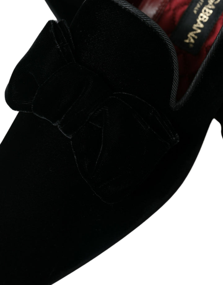 Mocasines elegantes de terciopelo negro de Dolce &amp; Gabbana - Calzado de lujo para hombre