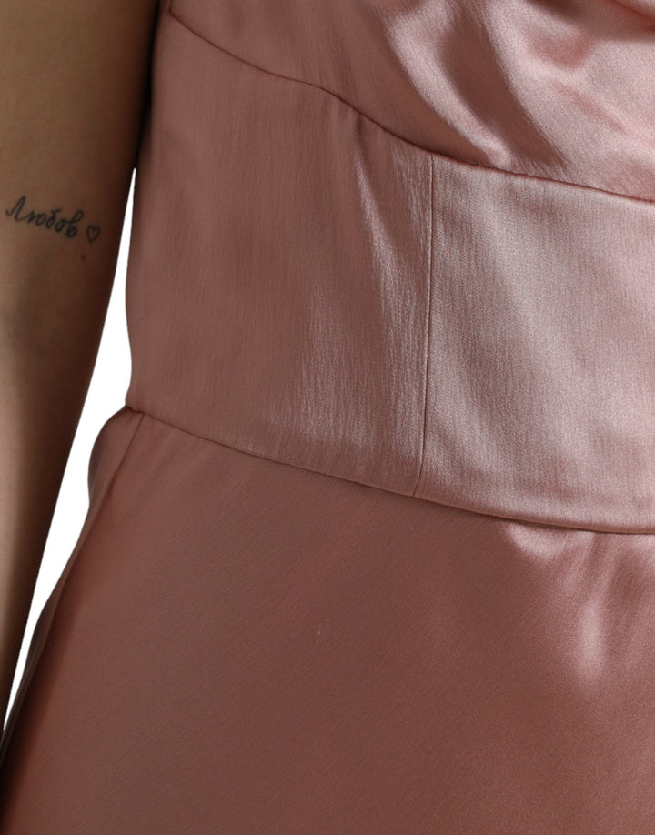 Dolce &amp; Gabbana Pink Silk Spaghetti Straps Long Gown Dress